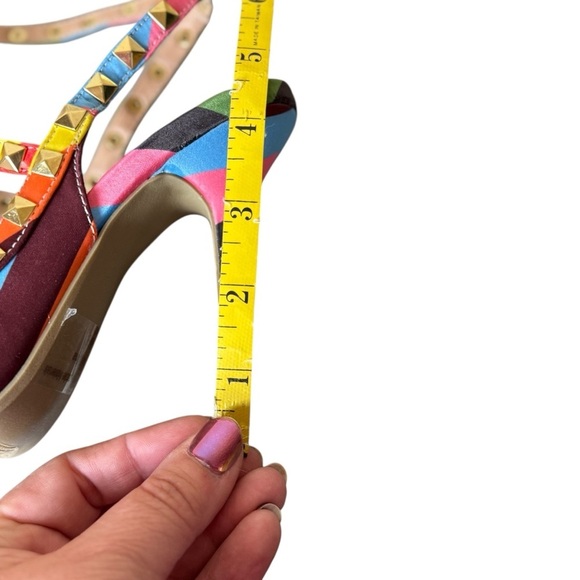 Wild Diva Striped Studded High Heel Pointed Toe Pumps Size 5.5 Rainbow Pride EUC - Picture 6 of 9